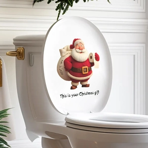 Adesivo 3D Babbo Natale per sedile WC con testo 'This is your Christmas gift' decorativo