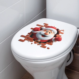 3D Kerstman muur-brekende sticker voor toiletbril feestelijke decoratie in huis