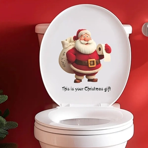 Divertente Adesivo per Inodoro Babbo Natale 3D Natale Impermeabile PVC Rimovibile Decorazione Bagno Casa Regalo Feste