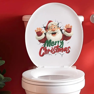 Sticker 3D Père Noël avec texte Merry Christmas pour décoration d'abattant WC