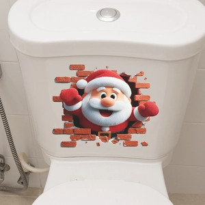 3D Kerstman muursticker met brekend effect voor badkamer toilet decoratie