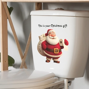Adesivo per WC con Babbo Natale 3D e testo divertente per decorazione natalizia bagno