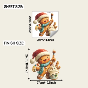 Detail showing layout sheet size of 29cm and finish size of 27cm for Christmas wall stickers