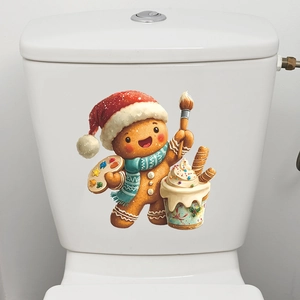 Christmas Gingerbread Man wall sticker for toilet tank and bathroom home decor