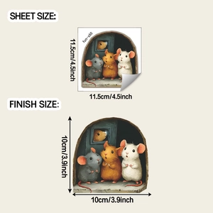 3D cartoon mice wall decal sheet size 11.5cm and finished application size 10cm
