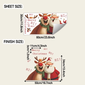 Détails de la taille de la feuille 30x60cm et taille finie 50x34cm pour stickers de Noël