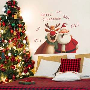 Autocollants muraux Père Noël et Renne pour une décoration de fête de Noël festive