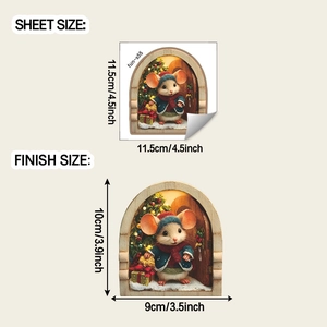 Detailed sheet and finish size dimensions for Christmas mouse hole wall decal