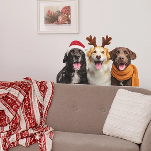 Christmas dog wall stickers featuring cute Labradors in a cozy living room home decoration