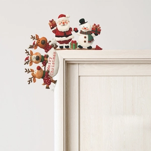 Decorazione per telaio porta di Natale con Babbo Natale, renne e scritta Merry Christmas