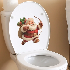 Autocollant de siège de toilette 3D Père Noël pour décoration de salle de bain de Noël
