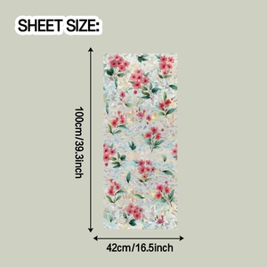 Dettaglio della pellicola statica per finestre con fiori, dimensioni 100cm x 42cm decoro