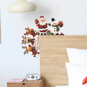 Adesivi murali natalizi con Babbo Natale, pupazzo di neve e renne per decorazioni casa