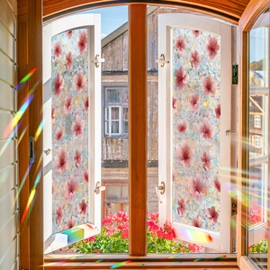 Laser floral static window film with frosted cherry blossom texture for glass door privacy