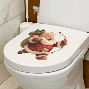 Sticker 3D Père Noël rigolo pour décoration de toilettes festive à Noël