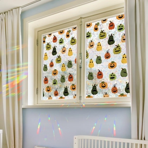Halloween pumpkin rainbow prism window stickers with 3D laser suncatcher effect