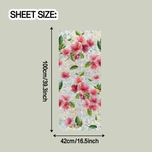 Detailed sheet size diagram of peach blossom glass film measuring 42cm by 100cm