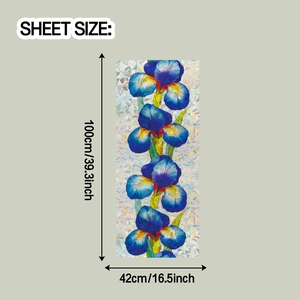 Detailed sheet size dimensions of iris floral prism laser glass window sticker