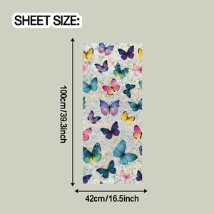 Detailed size specifications for laser iridescent butterfly glass window privacy film
