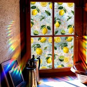 Rainbow lemon glass window film with 3D laser effect for home privacy decoration