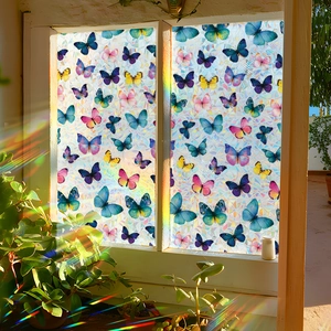 Rainbow butterfly window film with mosaic prism effect for privacy and home decoration