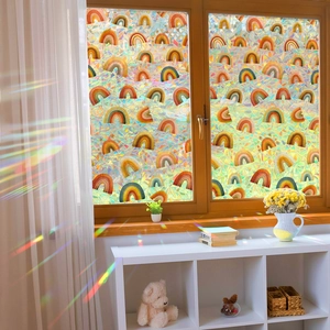 Regenbogen Fensterfolie mit Halbkreis-Muster für Privatsphäre und Heimdekoration
