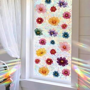 Pellicola 3D arcobaleno per finestre con motivi floreali colorati per decorare il vetro