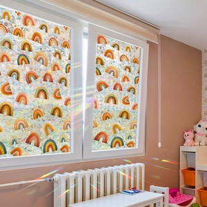 Regenbogen-Fensterfolie mit Cartoon-Mustern für farbenfrohe Prismeneffekte im Raum