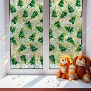 Regenbogen-Prisma Weihnachtsbaum Fensterfolie mit statischer Haftung für Deko