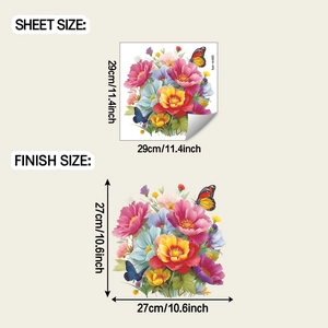 Détails sur la taille de la feuille et le rendu final du sticker mural fleurs