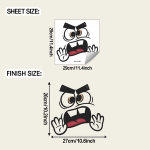 Sheet and finish size specifications for cartoon funny expression bathroom wall sticker