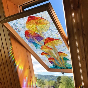 Rainbow mushroom static window film for attic skylight with stained glass effect