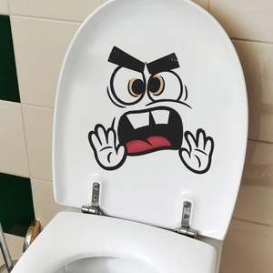 Funny Cartoon Expression Wall Sticker Removable PVC Waterproof Toilet Bathroom Refrigerator Trash Can Decorative Decal