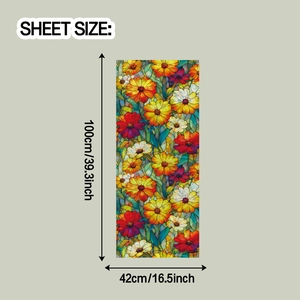 Vue détaillée du film décoratif floral pour vitre mesurant 100cm par 42cm pour maison