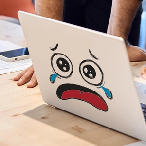 Funny crying emoji face waterproof vinyl sticker for bathroom toilet or laptop decoration