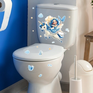 Luminous Blue Fairy Unicorn Stars Cloud Wall Sticker DIY Self Adhesive Glow In Dark Toilet Decoration For Kids Room