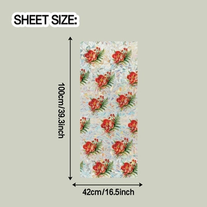 Dimensions de la feuille 100x42cm pour film statique laser floral pour fenêtres et vitres