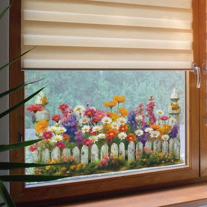 Adesivi murali con fiori margherite e recinzione per decorazione finestra soggiorno