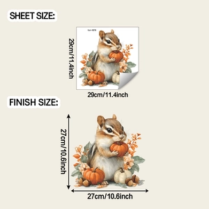 Größenangaben für Eichhörnchen und Kürbis Wandaufkleber mit Maßen 29x29cm