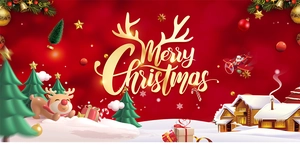 Detail of Christmas window stickers with gold reindeer and Merry Christmas lettering