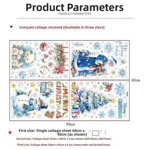 Detailed technical specifications for watercolor Christmas snowman and tree window decals