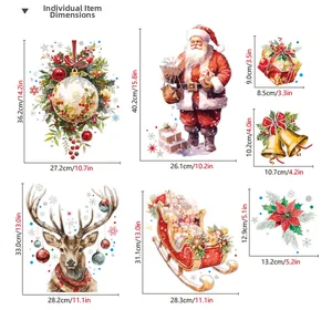 Spécifications de taille pour autocollants de Noël avec Père Noël et motifs de renne