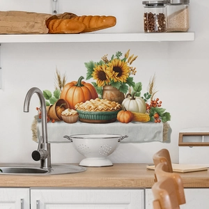 Self-adhesive pumpkin and sunflower wall stickers for autumn kitchen and dining decor
