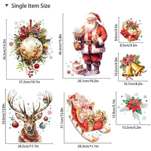 Stickers de fenêtre Noël avec Père Noël et renne incluant le guide des tailles