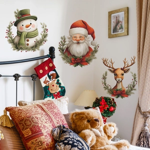 Lot de stickers de Noël avec Père Noël, Renne et Bonhomme de neige pour décoration intérieure