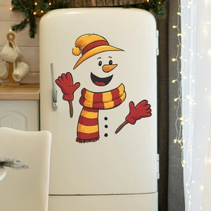 Festive Christmas snowman wall decal stickers set for kitchen fridge decoration