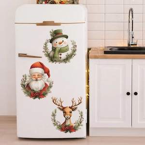 Stickers muraux de Noël Père Noël Renne et Bonhomme de neige autocollants pour la maison
