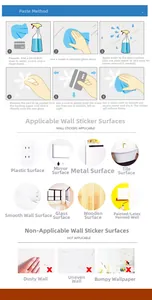 Detailed step-by-step wall sticker installation guide for smooth surfaces and textures