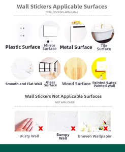 Guide for wall sticker application on smooth surfaces like glass metal and tiles