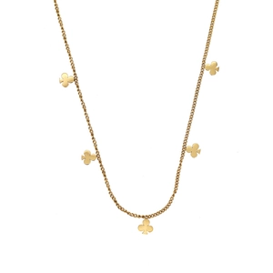 Elegante collar de acero inoxidable bañado en oro de 18K con cinco colgantes de trébol